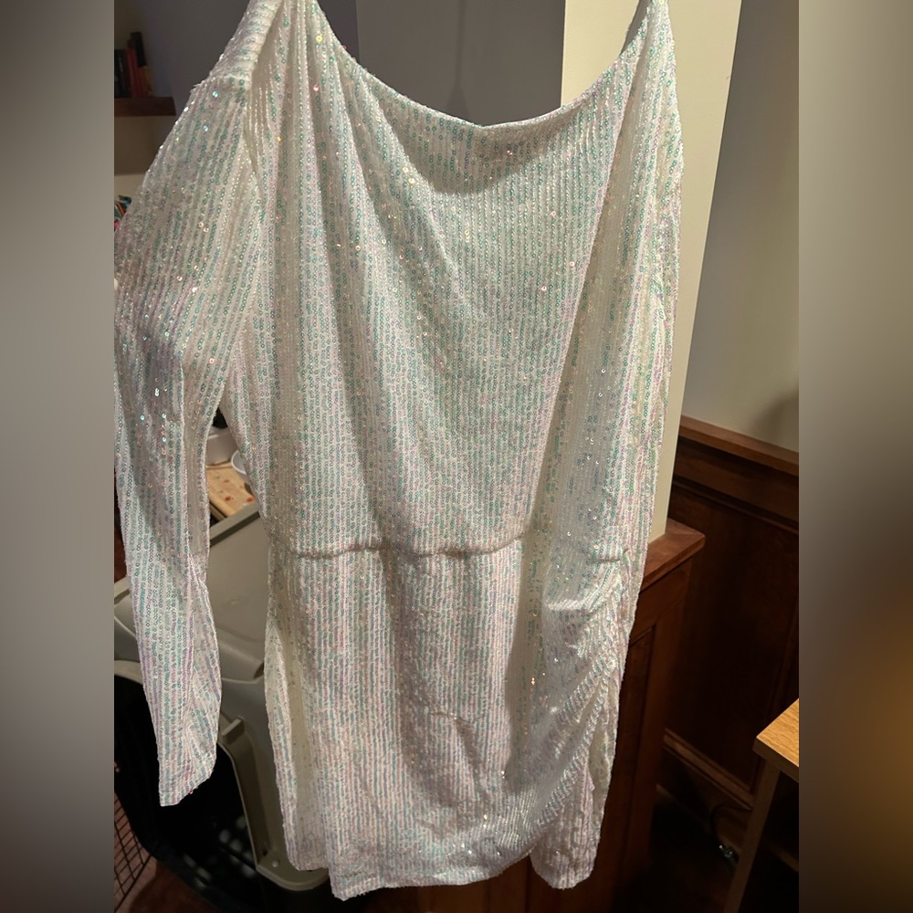 White Sequin Windsor Homecoming Dress